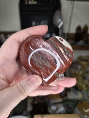Petrified Wood Heart Crystal Carving W/ Stand
